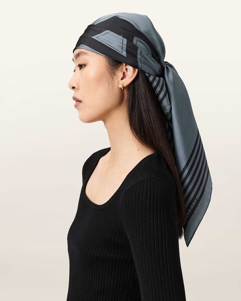 Gothic AllSaints Silk Scarf STEEL BLUE | ALLSAINTS